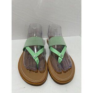 Sorel Sandal Ella Flip Flop Leather Sandal Women’s Green Thong size 7-7.5